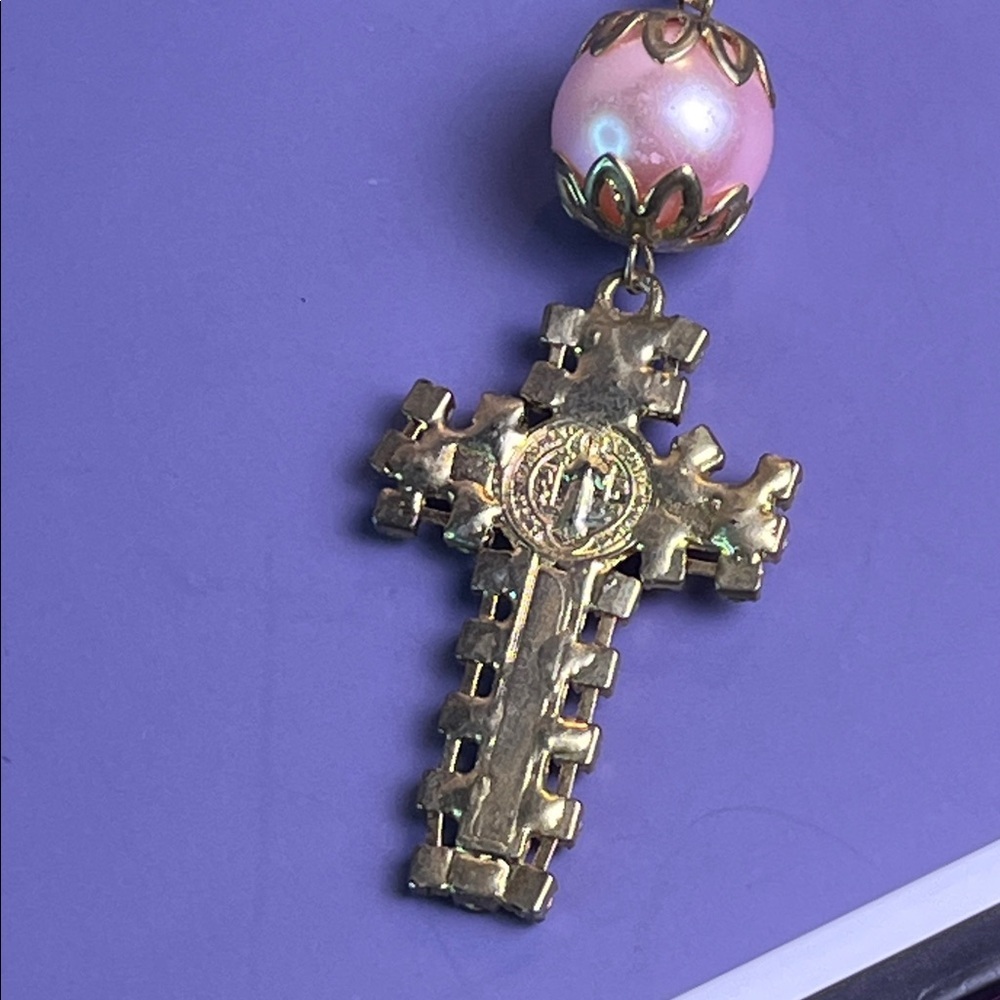 Elegant Pink and Gold Beaded Rosary Bracelet - Picture 4 of 8